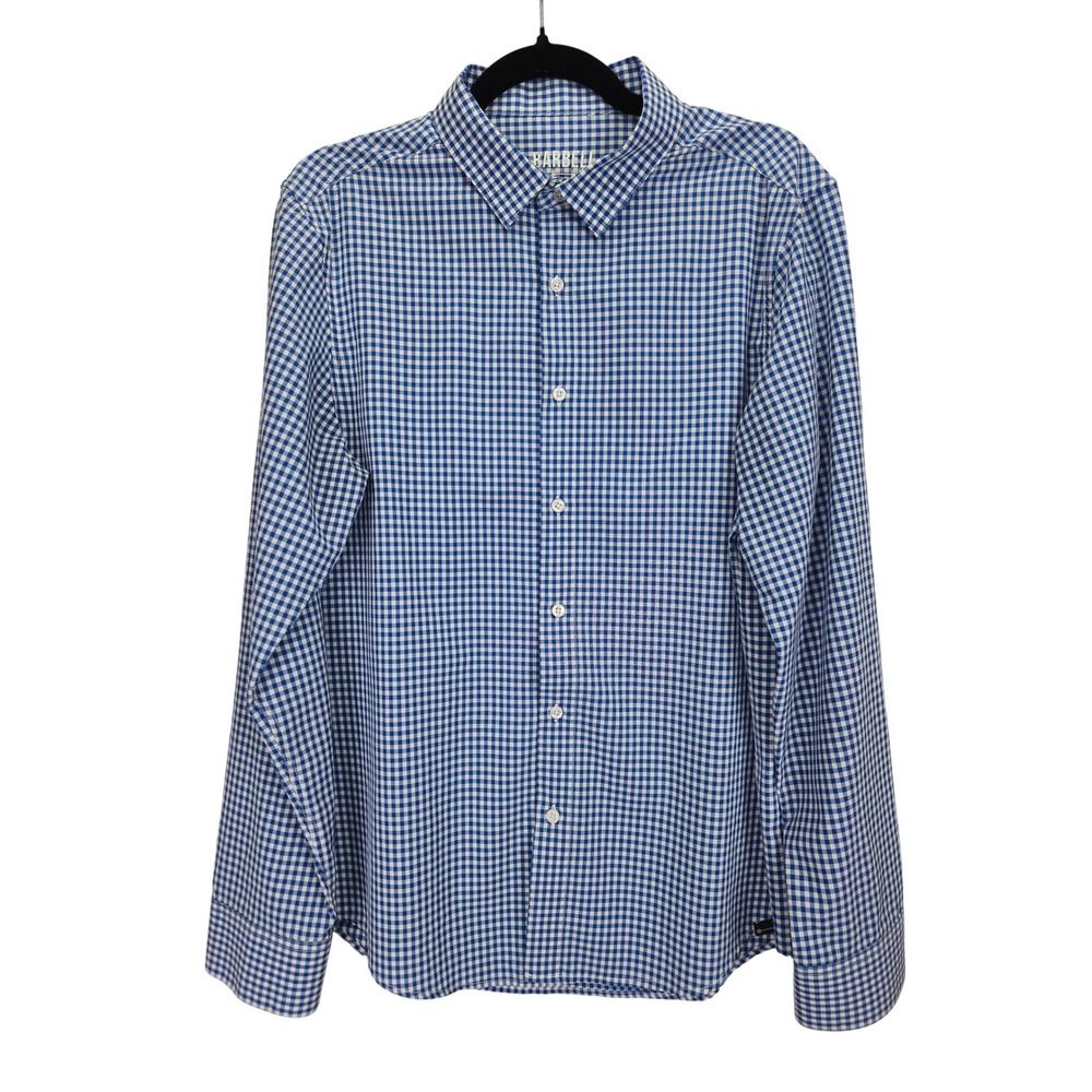 Barbell Gingham Plaid Mens Dress Shirt‎ Medium Preppy Work Button Down Checkered